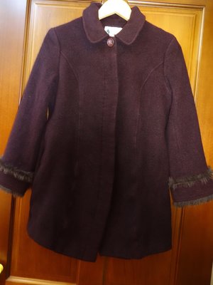 專櫃BEAR TWO58%羊毛32%兔毛10%羊駝毛 手感超好 深紫色 大衣 外套~B215
