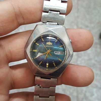 漸層藍 日本 ORIENT 漂亮老錶 搖搖走停 ☆隨意賣 另有 機械錶 老錶 A05