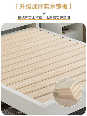 實木床板式代簡約15米18米雙人床主臥房簡易單人床架12m 無鑒賞期 自行安裝