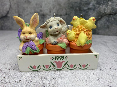 賀曼盆栽兔子小鳥小羊玩具擺件禮物ob11娃屋裝飾