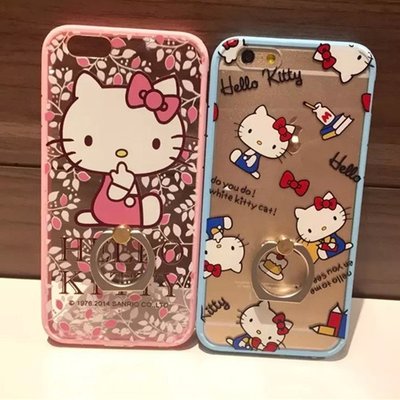 Hello Kitty砰果6伎架手機殼 剴蒂kt貓指環扣iphone6s Plus手機殼