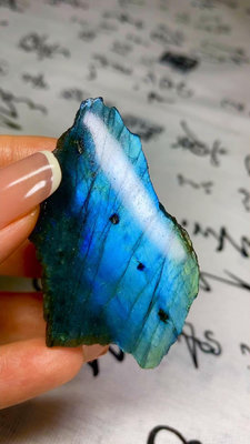 L147天然拉長石擺件片狀魔鬼藍月光石 魔鬼藍原石礦物標本，