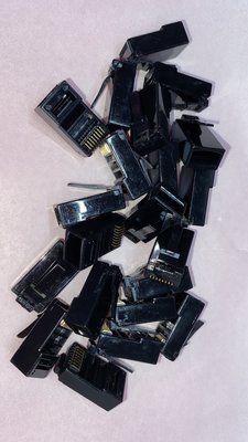 現貨 鍍金 RJ-45 網路線 3叉 水晶接頭 RJ45 網路線接頭 8P8C網路水晶頭 100顆 黑色