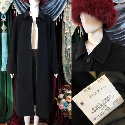 vintage古著大衣日本中古長大衣復古羊毛大衣孤品