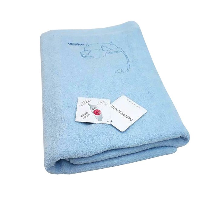 【MORINO摩力諾】素色刺繡浴巾/大海灘(超值3條組)--免運