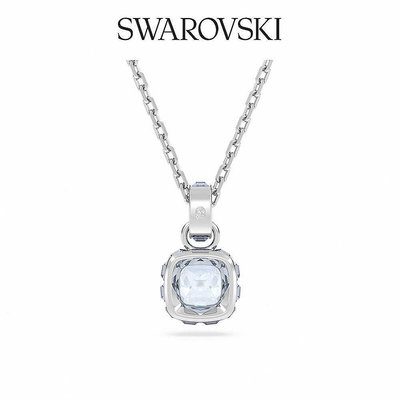 SWAROVSKI 施華洛世奇 Birthstone 鏈墜 方形切割 鍍白金色 三月藍色 誕生石