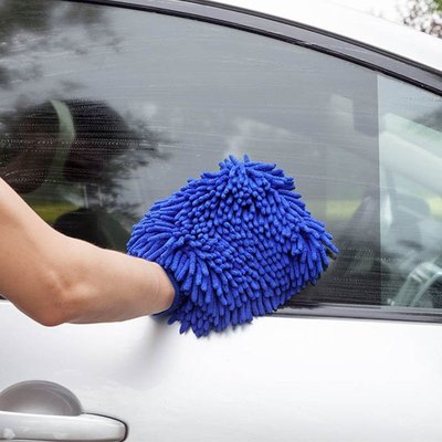 [酷奔車品]洗車擦車 雙面 吸水 雪尼爾手套 抹布 珊瑚蟲毛絨 加厚 加絨 手套洗車工具【滿額免運】