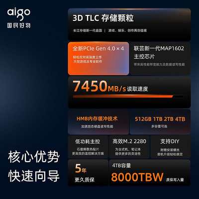 愛國者P7000Z長江存儲 m2固態硬碟4t M.2 桌機電腦PS5筆電SSD