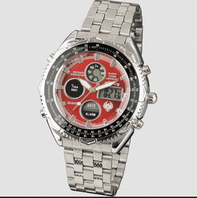 Infantry 時尚風格男女腕錶 軍規 黑鋼錶帶 電子指針雙顯示