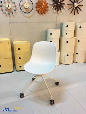 【挑椅子】北歐簡約 無扶手 可旋轉 塑料椅 塑膠椅 辦公椅 會議椅。白色。(復刻品) 579-3