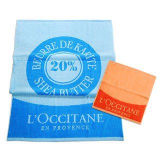 L'OCCITANE 歐舒丹 乳油木 浴巾組 (浴巾+小方巾)台灣製造 純棉 特價$39 1元起標 有LV