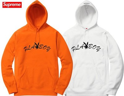 【超搶手】全新正品 2017 Supreme x Playboy Hooded Sweatshirt 連身帽T 橘色S