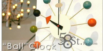 【58街】經典時鐘「George Nelson Atomic Age Ball Clock 掛鍾，靜音」。AB-082