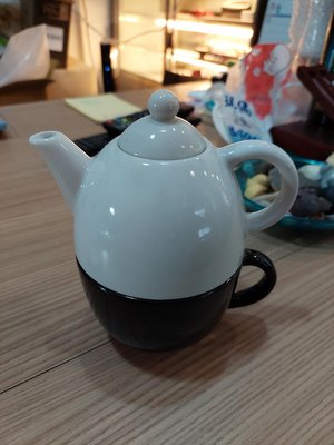 黑白色陶瓷茶壺咖啡杯組