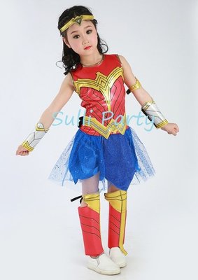 雪莉派對~兒童神力女超人 聖誕節裝扮 萬聖節裝扮 兒童變裝 兒童女超人 英雄聯盟 可愛女超人 漫威人物 神力女超人服裝