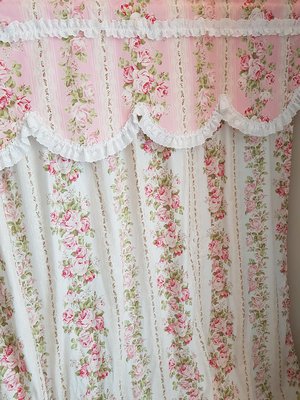 法式玫瑰Shabby Chic Rose雙拼蕾絲門簾窗簾可訂做(有三種顏色可選)