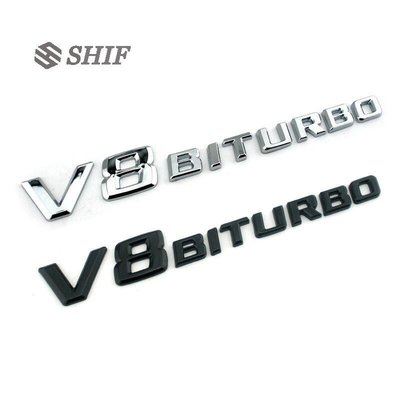 2 x 賓士V8 BITURBO高性能AMG引擎車標貼側標葉子板車貼