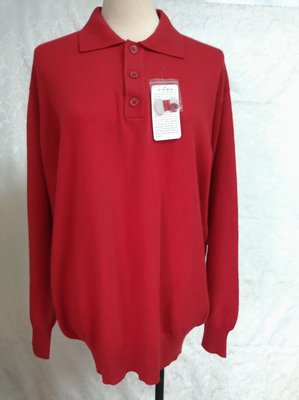 全新~專櫃品牌  100%cashmere 喀什米爾 羊絨 紅色  超柔細 大尺寸 毛衣 ~46碼~A316