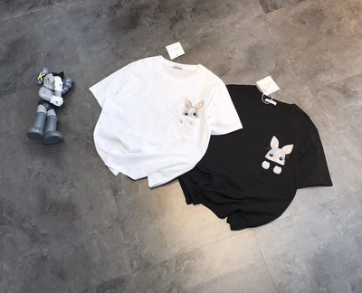 Koala海購 外貿原單尾貨大牌出口西班牙2年夏季新款刺繡可愛小兔短袖T恤