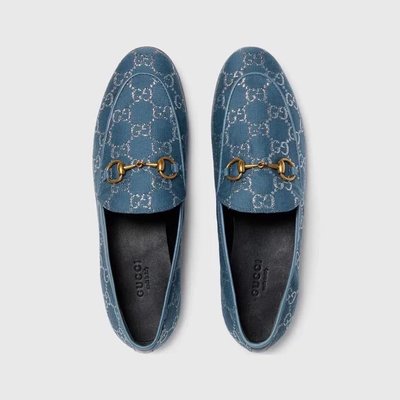 Gucci女鞋 新品💕藍色GG提花樂福鞋