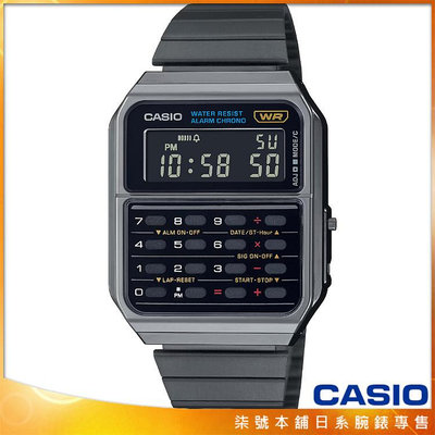 【柒號本舖】CASIO 卡西歐DATA BANK 鬧鈴計算機電子鋼帶錶-IP黑 # CA-500WEGG-1B (台灣公司貨)