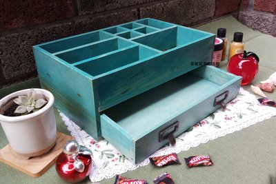 桌上型收納盒文件櫃珠寶盒 - 藍色一抽款/1入