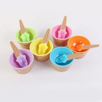 可愛塑料彩色雪糕碗冰淇淋杯水果沙拉甜品點心餐碗