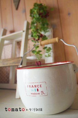 ˙ＴＯＭＡＴＯ生活雜鋪˙日本進口雜貨法式仿舊France la maison 5琺瑯雙色收納提桶(現貨)