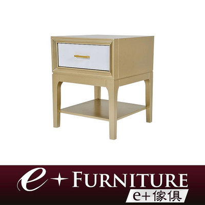 『 e+傢俱 』BB242 米妮 Minnie 輕奢華感 床頭櫃 | 單抽屜 | 雙平台 | 現代設計 | 床頭收納