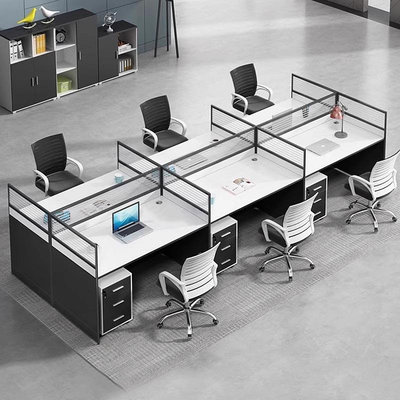 職員辦公桌簡約現代46雙人位辦公室卡座隔斷員工桌椅組合屏風工位