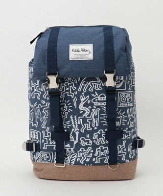【Mr.Japan】日本限定 Keith Haring 手提 後背包 雙排扣 束口袋 側邊拉鍊 藍 包 包包 預購款