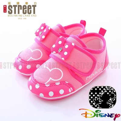 【街頭巷口 Street】Disney 迪士尼 米妮 兒童節特價 點點風格 魔鬼氈寶寶學步鞋 KRM453250F 粉色