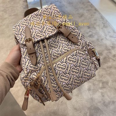 【二手正品】Burberry 博柏利 TB Logo 尼龍小型後背包 腮紅粉 80171691 雙肩包