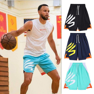 10色新款Nba Curry美式訓練籃球短褲速乾印花街頭嘻哈短褲粉色/藍色/灰色/海軍藍/綠色/黑色/紅色/（滿599免運）（滿599免運）