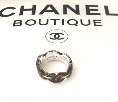 Chanel 附盒 珍藏 老香 vintage 925銀 琺瑯戒指