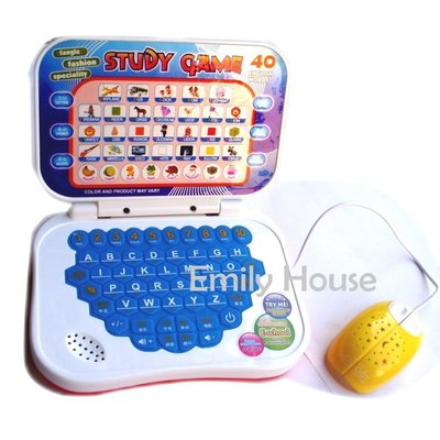 【艾蜜莉生活館】兒童電腦學習機附滑鼠/中英文語言學習機/兒童筆電玩具/音樂小筆電/益智/玩具英文學習筆電+滑鼠 帶音樂