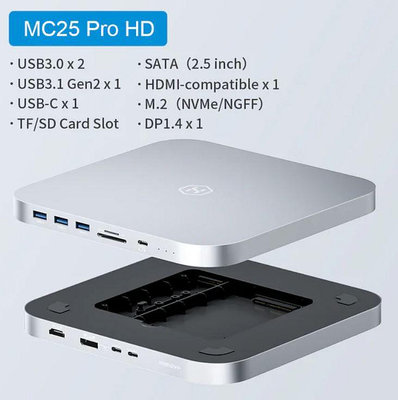 【樂活時尚館】三代Hagibis海備思Mac Mini M1/M2擴充底座 支援M.2硬碟 DP1.4 HDMI三螢幕