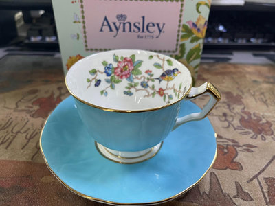 【二手】咖啡杯安斯麗Aynsley Crocus系列雀鳥藍色咖 回流瓷器 茶杯 咖啡杯【禪靜院】-2847