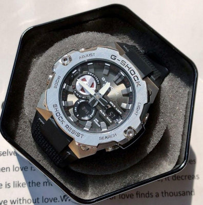 CASIO G-Steel 黑色錶盤 黑色樹脂錶帶 指針 數位 雙顯 太陽能 男士手錶 GST-B400-1A