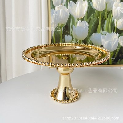 歐式金色銀色鐵藝臺裝飾高腳蛋糕展示架果盤點心托盤道具