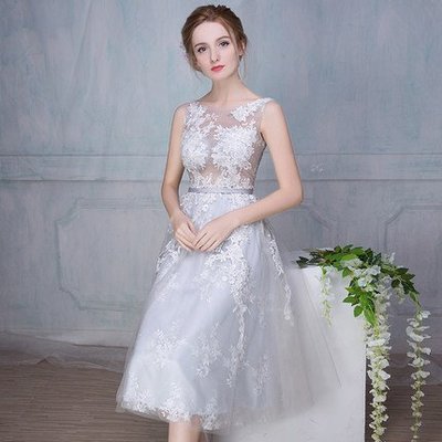 【曼妮婚紗禮服】3件免郵~結婚伴娘中長款禮服 修身顯瘦公主婚紗小禮服CR025