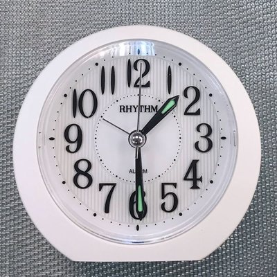 RHYTHM CLOCK 麗聲消光白色橢圓LED燈夜光貪睡滑動式秒針靜音鬧鐘型號