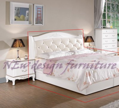 【N D Furniture】台南在地家具-法式宮廷鄉村風半實木烤白色被櫥式6尺雙人床台/床架MC