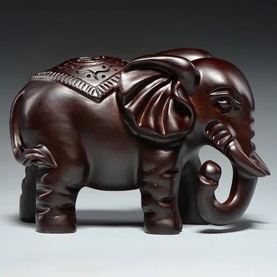 【熱賣下殺】黑檀木雕大象擺件一對家居辦公室木象裝飾工藝品店鋪開業新居送禮