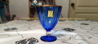 KAGAMI CRYSTAL 水晶玻璃藍色小酒杯 日製高級品 未使用品 江戶切子