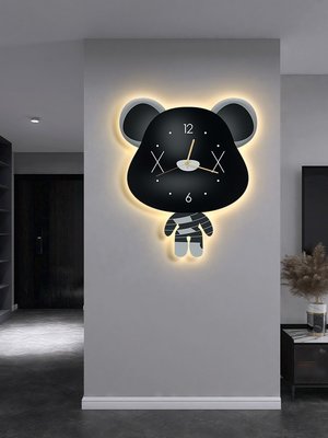 時尚掛鐘客廳創意簡約現代網紅鐘表掛墻新款大氣免打孔壁掛時鐘燈