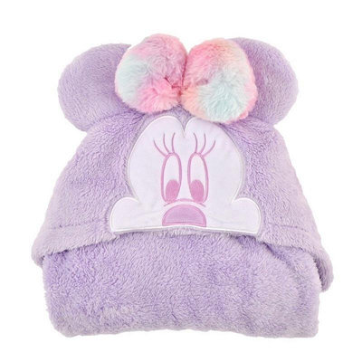 日本購回Disney 米妮連帽造型絨毛毛毯披風推車蓋毯