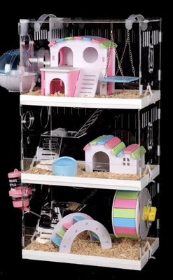 三層大型鼠籠 倉鼠睡鼠籠子 壓克力 超大透明別墅小寵物用品玩具