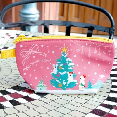 ArielWish日本東京迪士尼聖誕節米奇米妮法式歐風愛心蝴蝶結雪人粉紅色夜空星星聖誕樹化妝包收納袋便當袋旅行包包-絕版