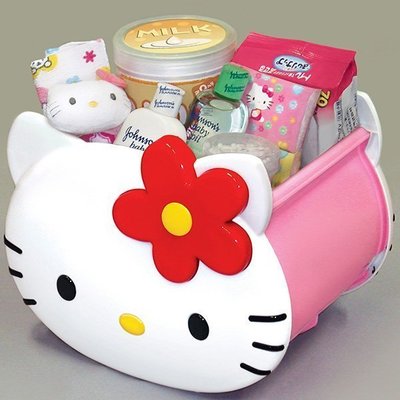 日本進口 Hello Kitty 凱蒂貓 造型小花臉型置物盒 收納盒